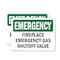 Signmission Fireplace Gas Shutoff Valve Emergency Sign, Plastic, 10in W x 7in L, 2PK OS-2PACK-EM-P-710-L-10365 - alternate 1